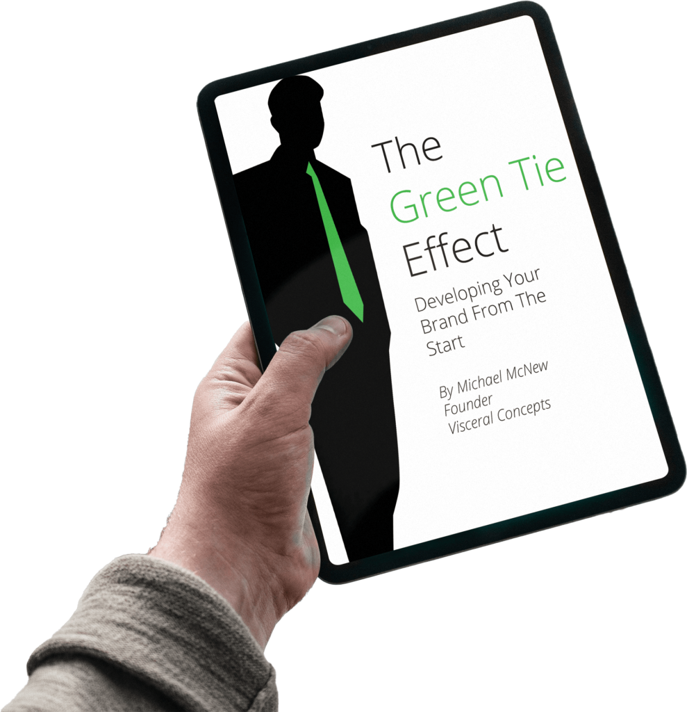 A tablet featuring the cover of The Green Tie Effect